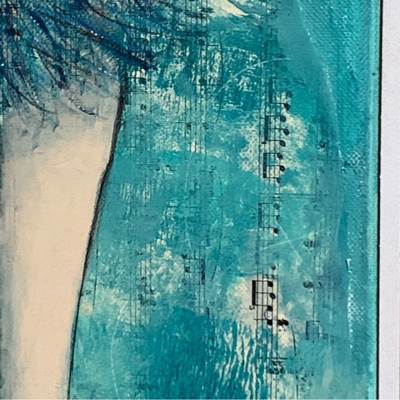 ORIGINAL ART! ALLISON WEEKS THOMAS “Peacock Girl” ORIGINAL MIXED MEDIA PAINTING! - Picture 8 of 10